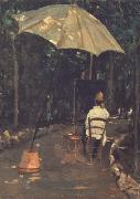 Silvestro lega Angiolo Tommasi Painting in a Garden (nn02) oil